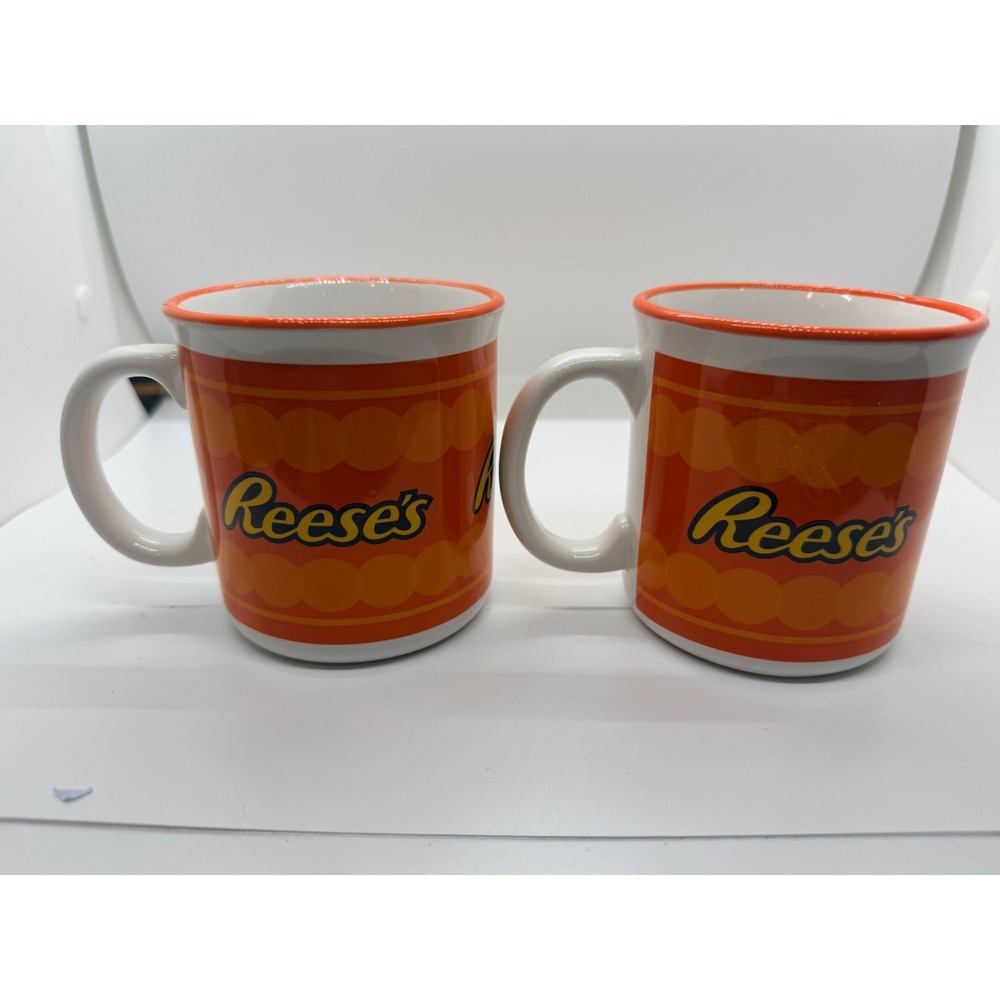 Reese's Peanut Butter Cups Coffee Mug Set of 2 Galerie Orange White Ceramic Cup